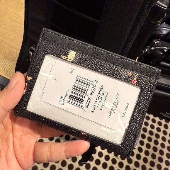 Coach Slim Id Card Case With Penguin Print CCP96 coated canvas/Black - Picture 3 of 6